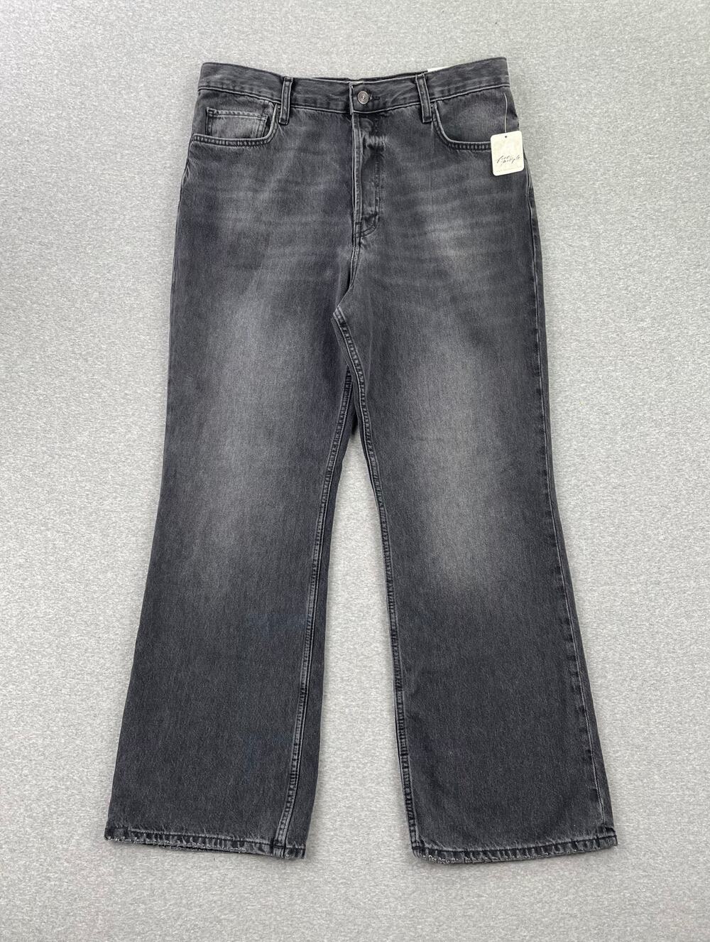 Free People Holly High-Rise Bootcut Jeans Size 33 Washed Black Relaxed Fit Denim
